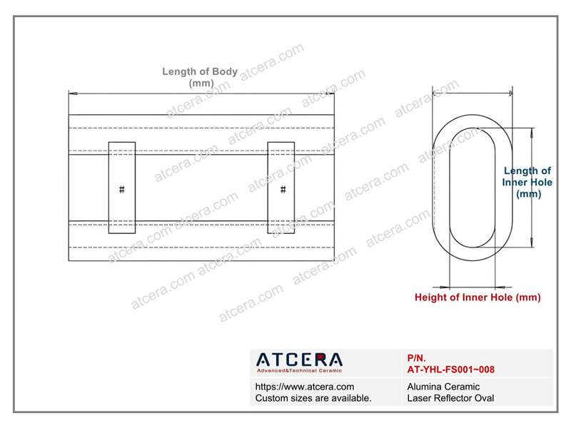 Drawing of Alumina Ceramic Laser Reflector Oval