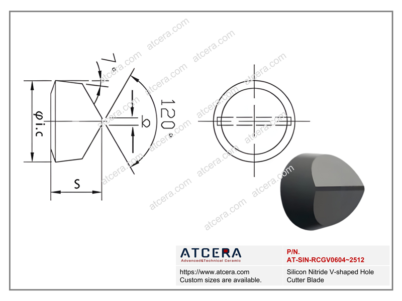 Drawing of Silicon Nitride V-shaped Hole Cutter Blade