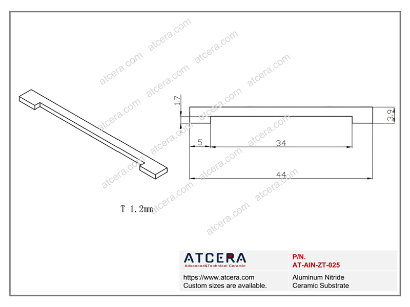 Drawing of AlN Substrate AT-AIN-ZT-025