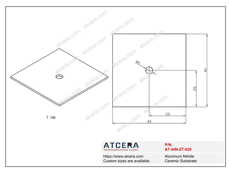 Drawing of AlN Substrate AT-AIN-ZT-020