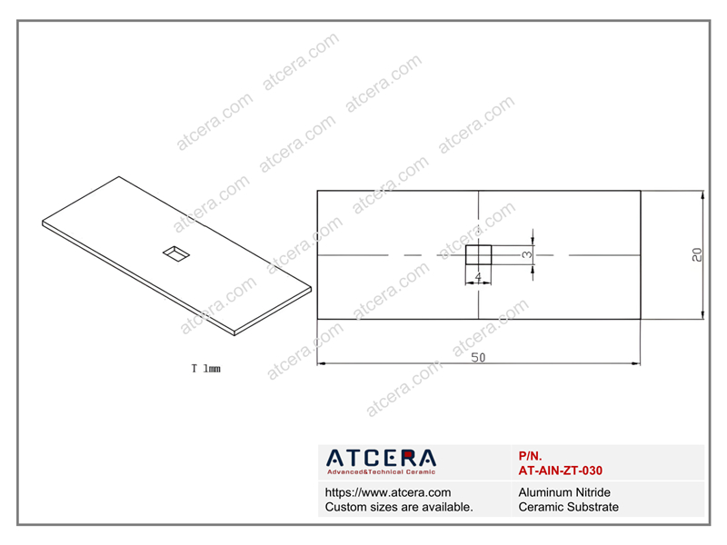 Drawing of AlN Substrate AT-AIN-ZT-030