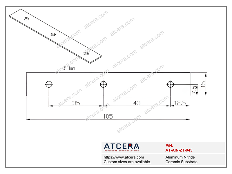 Drawing of AlN Substrate AT-AIN-ZT-045